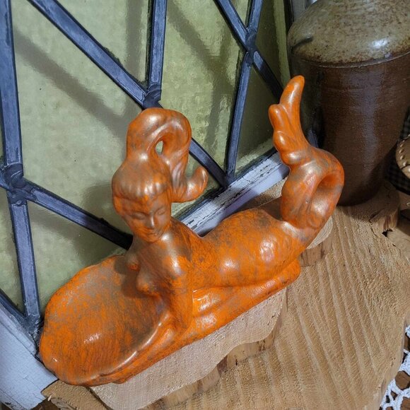 Vintage Mermaid Soap Trinket Dish - Gold & Orange - Picture 7 of 9